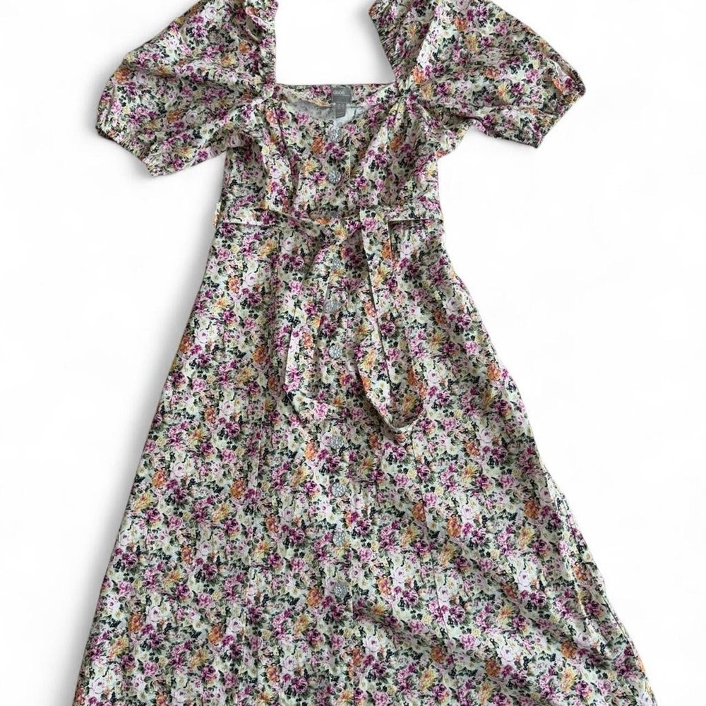 ASOS Floral Puff-Sleeve women’s Dress - White/Pink